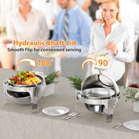 Garvee Chafing Dish 6 L aus Edelstahl, Warmhaltebehälter mit Rolltop-Deckel und Sichtfenster, Buffetwärmer für Hochzeit, Catering, Party und Events