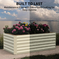 Garvee Metall Hochbeet 180×90×60 cm, verzinkter Stahl, rostfrei & wetterfest, stabiler Pflanzkasten für Gemüsebeet, Blumenbeet & Garten, rechteckig Beige