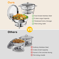 Garvee Chafing Dish 6er-Set mit je 4,7 L, runder Buffet-Speisenwärmer aus Edelstahl mit Deckel und herausnehmbaren Behältern für Catering, Hotel, Restaurant, Hochzeit, Bankett und Veranstaltungen