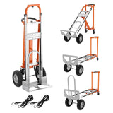 Garvee klappbarer Transportwagen bis 454 kg, 2-Rad- & 4-Rad-Modus, 25 cm Räder, Aluminium & Stahl, Orange