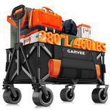 Garvee Faltbarer Bollerwagen 280 L, bis 210 kg, mit 20 cm Rädern, 10 cm breiten Reifen & Bremsen, 600D Oxford, für Strand, Camping, Garten & Picknick, Schwarz - Schwarz
