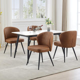 Garvee Esszimmerstühle 4er-Set, moderne Polsterstühle mit PU-Kunstleder, Stahlbeinen, Braun, mit Rückenlehne, gepolstert - Braun