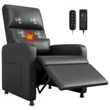 Garvee Elektrischer Relaxsessel aus PU-Kunstleder, 105–165°, mit 4-Punkt-Massage und Lendenheizung, 2 Speicherpositionen, Fußstütze und Fernbedienung, bis 180 kg, für Wohnzimmer - Schwarz