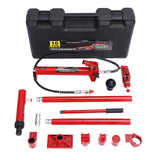 Garvee 10 t Hydraulik-Richtsatz aus Stahl mit Handpumpe, 1,4 m Hydraulikschlauch, Verlängerungsstangen, Aufsätzen und Aufbewahrungsbox, Rot - Rot