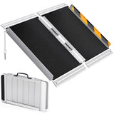 Garvee Aluminium Rollstuhlrampe 60 cm, Mobile Auffahrrampe mit 272 kg Tragkraft, Rutschfeste Klapprampe für Rollstuhl, Rollator, Scooter und Auto, Schwarz - Schwarz
