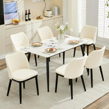 Garvee Esszimmerstühle 6er-Set, moderne Polsterstühle mit Leinenstoff, gebogener Rückenlehne & Stahlbeinen, Beige, gepolstert - Beige