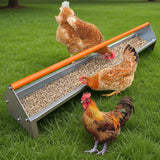 Garvee Hühnerfuttertrog 114 cm – Verzinkter Stahl, 360° Drehbügel, für 6–12 Hühner - Orange