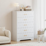 Garvee Kommode mit 5 Schubladen, für Schlafzimmer und Wohnzimmer, Weiß - Weiß