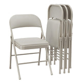 Garvee Esszimmerstühle 4er-Set, klappbar, gepolstert, pflegeleicht, PU-Kunstleder & Metall, Beige - Beige