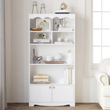 GARVEE Bücherregal mit Türen, 5 Ebenen, MDF, modernes Design, Braun – für Wohnzimmer & Büro