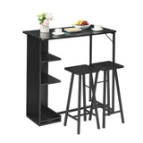 Garvee Esstisch mit Ablage, MDF-Tischplatte & Stahlgestell, für Küche und Esszimmer, Schwarz, mit Stauraum - Schwarz