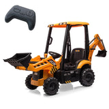 Garvee JCB Kinder Elektro-Bagger 12V 7Ah, 4-in-1 Baufahrzeug mit Fernbedienung, 2×25W Motoren, EVA-Rädern & Sonnendach, für Kinder 3–8 Jahre, Gelb - Gelb