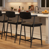 Garvee Barhocker 2er-Set, mit Rückenlehne, mit Fußstütze, gepolstert, Metallgestell, Schwarz, Landhausstil - Schwarz