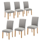 Garvee Esszimmerstühle 6er-Set, moderne Polsterstühle mit Stoff, ergonomischer Rückenlehne & Massivholzbeinen, Grau, gepolstert