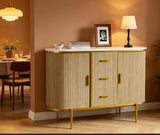 Garvee Sideboard, 120 cm, LED, Kippschutz, Integrierte LED-Beleuchtung, Eiche