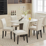 Garvee Esszimmerstühle 2er-Set, moderne Polsterstühle mit hoher Rückenlehne, Ziernägeln & Holzbeinen, Beige, gepolstert - Beige