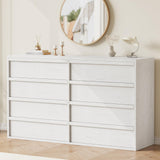 Garvee Sideboard mit 8 Schubladen, 137,2 cm, für Wohnzimmer und Esszimmer, Antikweiß - Antikweiß