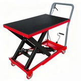 Garvee Manueller Hydraulik-Hebetisch – 227 kg Tragkraft, 72 cm Hubhöhe, 4 Rollen (Rot) - Rot
