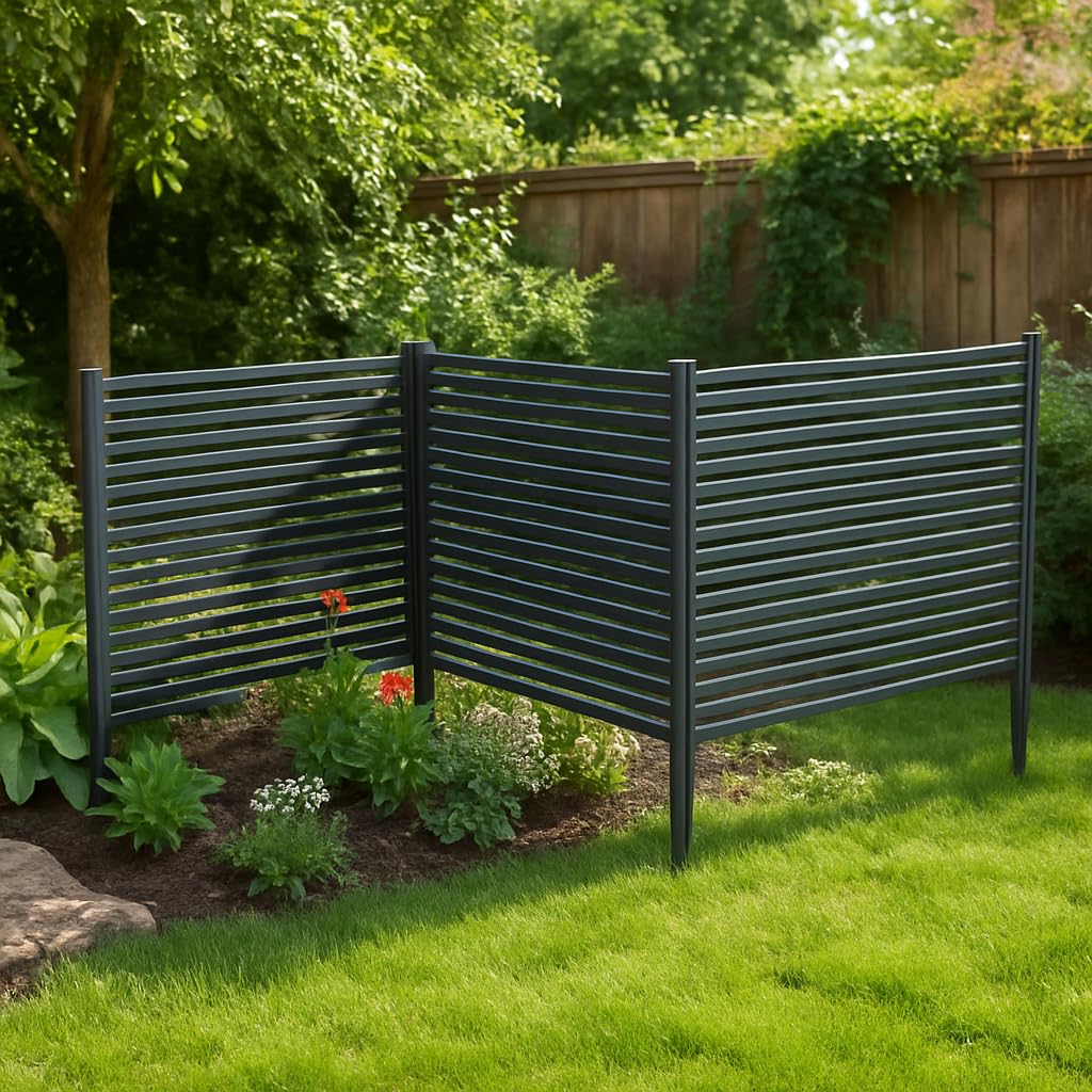 GARVEE dekorativer Metall-Gartenzaun 270cm x 124cm, pulverbeschichteter Stahl