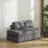Garvee 3-in-1 Schlafsofa aus Cord, klappbar, mit Kissen und Lendenstütze, für Wohnzimmer, Rauchgrau