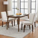 Garvee Esszimmerstühle 4er-Set, Parsons Polsterstühle mit Leinenstoff, ergonomischer Rückenlehne & Gummibaumholzrahmen, Beige, gepolstert - Beige