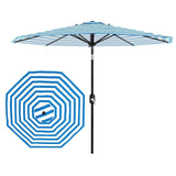 Garvee Sonnenschirm Ø 270 cm, neigbar, Kurbelmechanismus, Manuelle Kurbel, Blau/Weiß