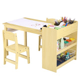 Garvee Kindertisch- und Stuhlset mit 4 Staufächern, Papierrollenhalter, Zeichenfläche und verstärkten Beinen für Kinder von 2–10 Jahren - Gelb