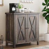 Garvee Sideboard mit 2 Türen, Verstellbaren Regalen, Aufbewahrungsschrank, für Wohnzimmer und Esszimmer, Eichenfarbe, mit Stauraum, mit Ablage - Eichenfarbe