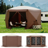 Garvee Sechseckiger Pop-up-Pavillon, Festes Dach, One-Push-Pop-up-Rahmen, Braun+Khaki - Braun+Khaki