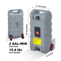 Garvee Mobiler Kraftstoffkanister 57 L mit Rädern und Handpumpe, Tragbarer Benzinkanister für Auto, Boot, Rasenmäher, ATV und Landwirtschaft, Grau