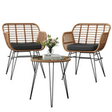 Garvee Polyrattan-Bistro-Set, rutschhemmend, Gelbes Geflecht/Schwarze Kissen - Gelbes Geflecht/Schwarze Kissen