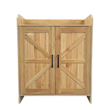 Garvee Schuhschrank 37×68×90 cm, LED, Kippschutz, Integrierte LED-Beleuchtung, Naturholz - Naturholz