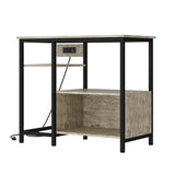 Garvee Aquariumständer 93 × 48 × 78 cm, bis 272 kg, mit offenen Ablagen und Stauraum, Metallrahmen in Holzoptik - Grau