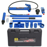Garvee 10 t Hydraulik-Richtsatz aus Stahl mit Handpumpe, 1,4 m Hydraulikschlauch, Verlängerungsstangen, Aufsätzen und Aufbewahrungsbox, Blau - Blau