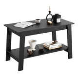 Garvee Rustikaler Couchtisch mit Doppelregal, Rechteckig, Holz, Schwarze Oberfläche, Wohnzimmer & Büro, 31,5 × 39,1 × 48 cm, mit Stauraum, pflegeleicht - Schwarz