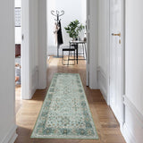 Garvee Teppich 80 × 150 cm waschbar, weicher Vintage-Wohnzimmerteppich mit Boho-Muster, rutschfester Kurzflor-Teppich für Wohnzimmer & Schlafzimmer, Grün - Grün