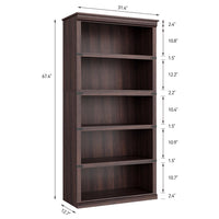 GARVEE Baum-Bücherregal, 5 Ebenen, 80 × 32 × 171 cm, MDF & Metall, Landhausstil, Kirschbaum – für Wohnzimmer & Schlafzimmer