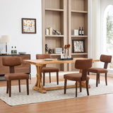 Garvee Esszimmerstühle 4er-Set, gepolstert mit PU-Kunstleder, ergonomische Rückenlehne, Holzbeine, Braun - Braun