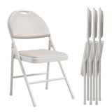Garvee Esszimmerstühle 4er-Set, klappbar, gepolstert, PU-Kunstleder, Beige - Beige