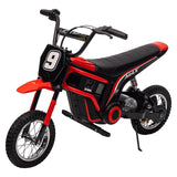 Garvee Elektro-Crossmotorrad 24 V 350 W mit 3 Geschwindigkeiten bis 23 km/h, hydraulischer Vordergabel, Hinterradfederung und Seitenständer, bis 60 kg, ab 13 Jahren - Rot
