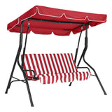Garvee 3-Sitzer Garten-Schaukel mit verstellbarem Sonnendach, Robuster Metallrahmen Terrassenschaukel, Outdoor Schaukelstuhl Rot für Hinterhof Rasen Veranda - Rot