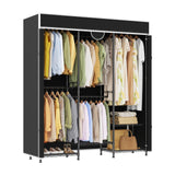Garvee Tragbarer Kleiderschrank Aus Carbonstahl Mit Staubschutz & Haken Für Schlafzimmer & Waschküche, Verstellbar, 1100lbs Kapazität, Schwarz