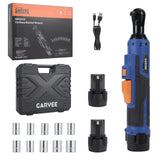 Garvee Akku-Ratschenschlüssel 12 V, LED, Zwei Akkus im Set, Kompakter Kopf mit LED