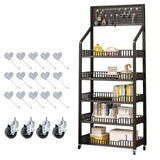 Garvee Gemüseregal Küchenwagen auf Rollen 5 Etagen Snackregal 60 × 27 × 170 cm Schwarz