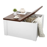 Garvee Couchtisch, Fernbedienung, klappbar, Kippschutz, Klappbare Erweiterung, Weiß+Walnut - Weiß+Walnut