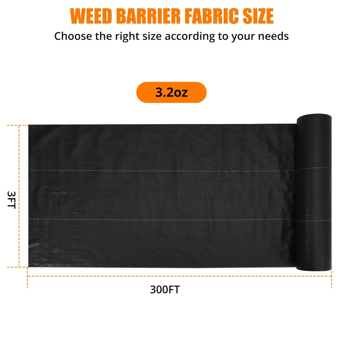 Garvee Unkrautvlies & Unkrautfolie 100g/m² (1,98 x 91,44m) – Profi Mulchvlies UV-stabil & Wasserdurchlässig, Robustes PP-Gewebe für Garten & Landschaftsbau, Schwarz