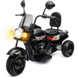 Garvee Kinder-Elektromotorrad 12 V mit 2 × 35 W Motoren, Sanftanlauf, Rückwärtsgang, Scheinwerfer, Blinker, Hupe und gepolstertem Sitz, Schwarz - Schwarz