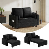Garvee Modulares Schlafsofa in Schwarz mit USB- & Type-C-Anschluss, Becherhalter und Schaumstoffpolsterung - Schwarz
