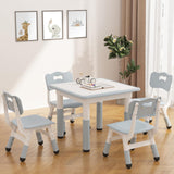 Garvee Kindertisch mit Stühlen höhenverstellbar, Kinder Sitzgruppe mit bemalbarer und abwischbarer Tischplatte 60 × 60 cm, Tischhöhe 48–60 cm, Kindermöbel Set für Kinderzimmer und Spielzimmer