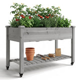 Garvee Erhöhtes Gartenbeet Mit Schlossrädern Und Stauraum Für Gemüse- Und Blumenanbau 48x24x32 Zoll Wetterfest - 